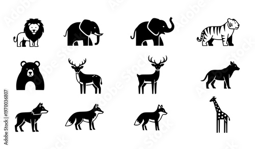 Minimal Animal Icon Set – Wild Wildlife Silhouette Vector Collection