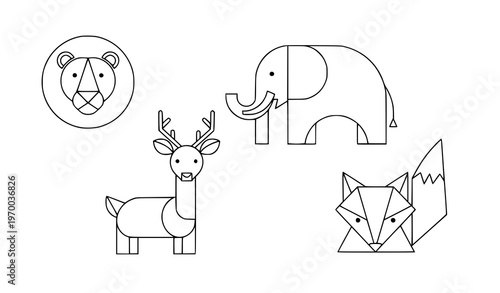 Geometric Animal Icons – Abstract Wild Wildlife Minimal Vector Set
