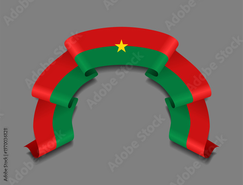 Burkina Faso flag circular wavy ribbon, symbolizing national pride, ideal for patriotic badges, certificates, or cultural design themes. Vector illustration.