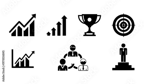 Career Growth Icons – Business Success Flat Vector Illustration Set