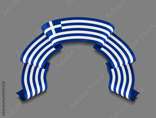 Fotografie Greek flag circular wavy ribbon, symbolizing national pride, ideal for patriotic badges, certificates, or cultural design themes