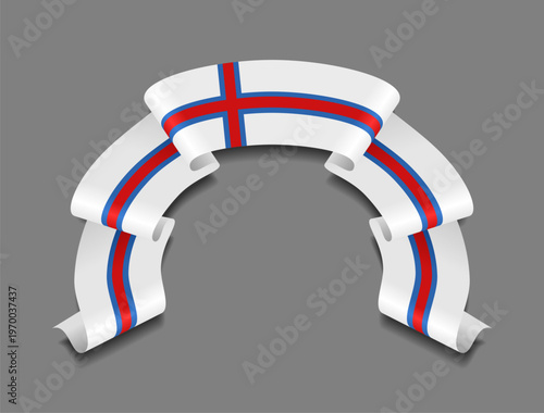 Faroe Islands flag circular wavy ribbon, symbolizing national pride, ideal for patriotic badges, certificates, or cultural design themes. Vector illustration.