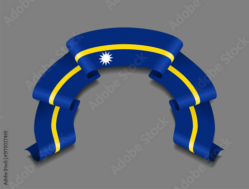 Nauru flag circular wavy ribbon, symbolizing national pride, ideal for patriotic badges, certificates, or cultural design themes. Vector illustration.