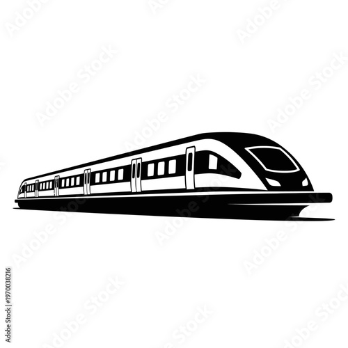Modern High-Speed Train Silhouette Vector Illustration.