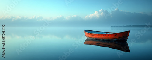 a stranded boat in the nature, Generative AI