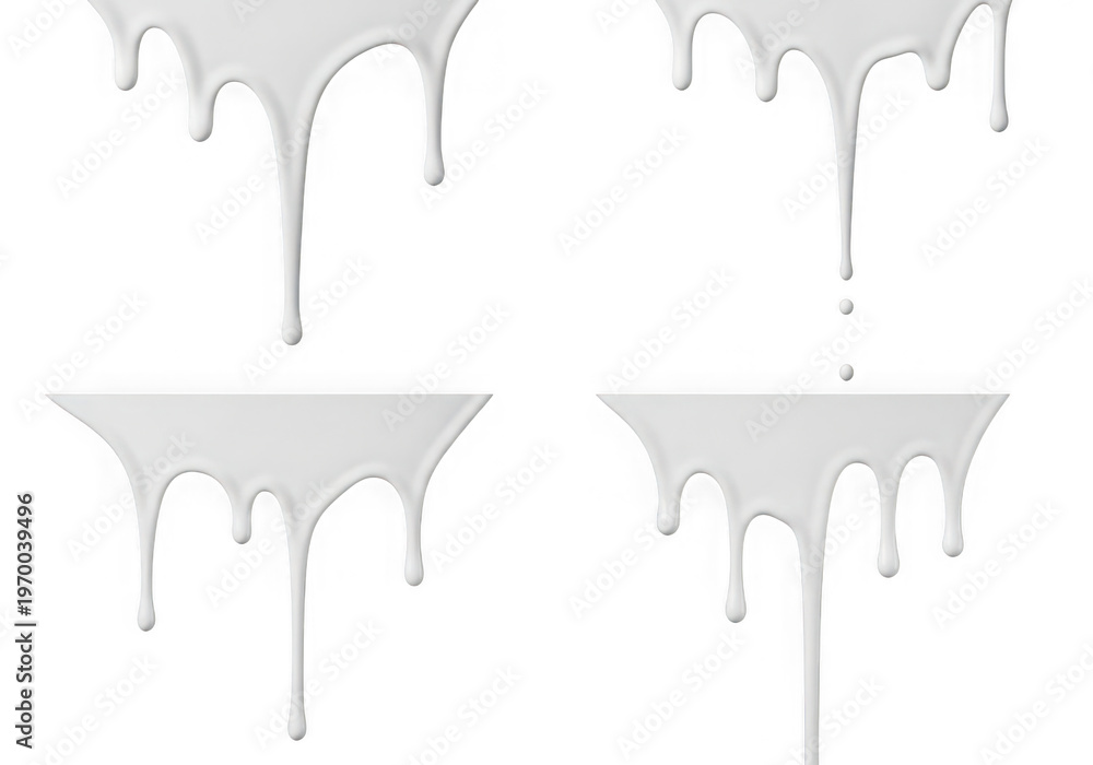 Fototapeta premium Four gray paint drips on a white background