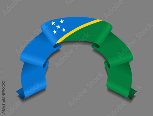 Solomon Islands flag circular wavy ribbon, symbolizing national pride, ideal for patriotic badges, certificates, or cultural design themes. Vector illustration.