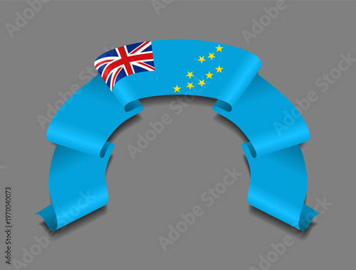 Tuvalu flag circular wavy ribbon, symbolizing national pride, ideal for patriotic badges, certificates, or cultural design themes. Vector illustration.