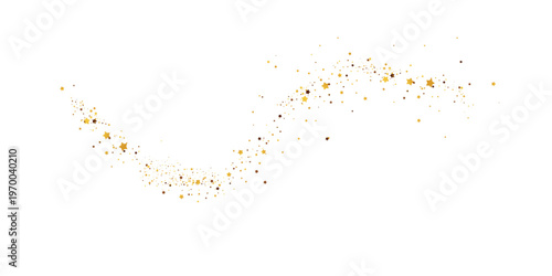 Shiny gold confetti celebration element for birthday party theme, vector illustration on white background, suitable for invitations, posters, and festive graphics