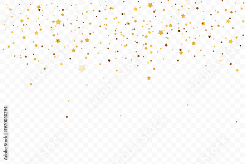 Festive golden confetti with celebration concept, isolated on white background, perfect for birthday party designs, greeting cards, and promotional materials