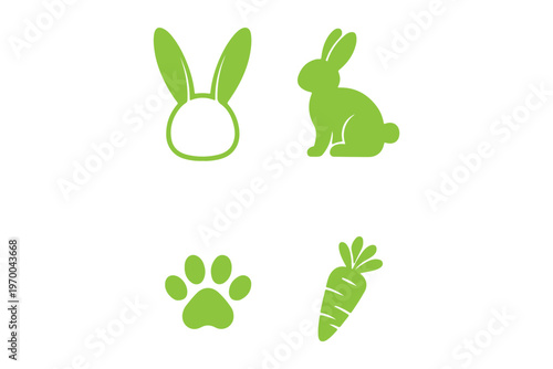 Simple black and white illustration of rabbit ears and face outline
