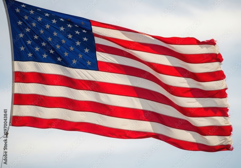 Obraz premium A large american flag waving in the wind