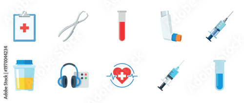 Medical and diagnostic icons displayed on white background