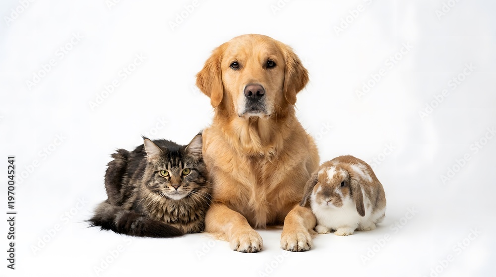 Fototapeta premium Friendly Dog and Cat Studio Portrait