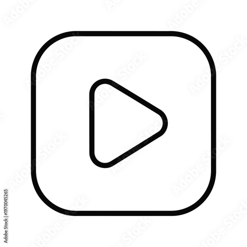Play button icon inside a rounded square, representing video, media, start, and playback.
