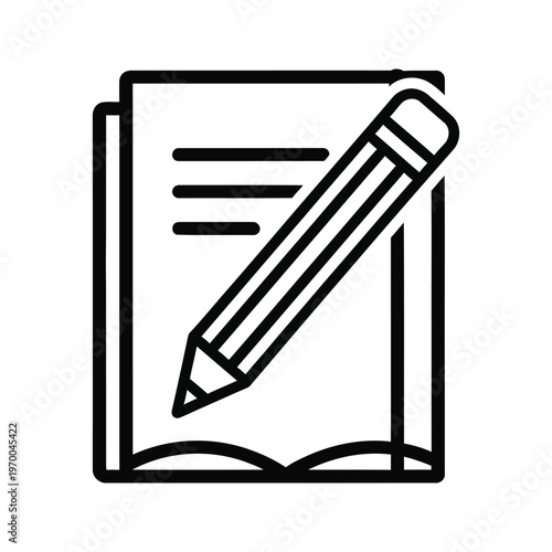 Writing a document with a pencil on paper, concept for education and creativity