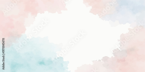 Vintage blue abstract watercolor background featuring texture splashes and soft cloudy sky patterns on paper for a grunge nature design