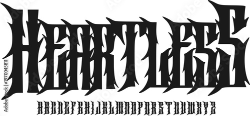 HEARTLESS Extreme Gothic Display Font Alphabet – Sharp Blackletter Font Type with Aggressive Spiked Letterforms, Dark Typography Meaning for Tattoo Design,and Underground Graphic Design Projects