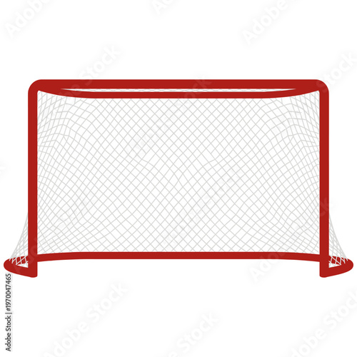 A close-up view of an empty hockey goal