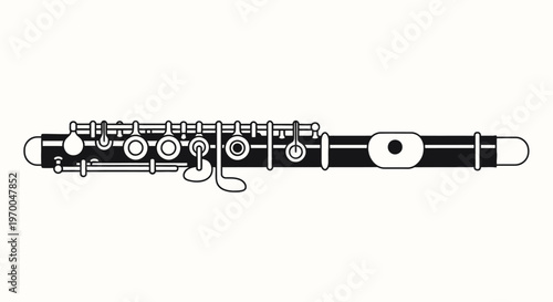 Oboe instrument black and white illustration music education