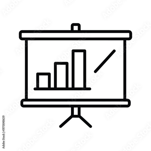 Presentation screen icon: displaying a bar chart and upward trend line for business growth.