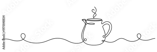 Pitcher steaming on continuous single line white background, none editable strokes