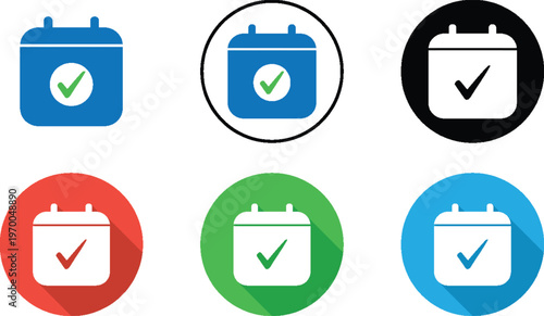 Calendar Checkmark Icons Set for Appointments, Events, Schedules and Confirmations