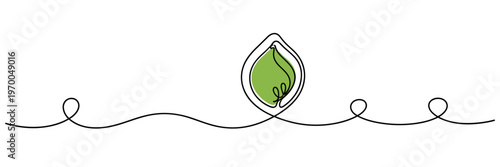 Leaf sprouting from continuous line on white background, none editable strokes