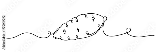 Decorative pillow depicted in continuous line on white, none editable strokes