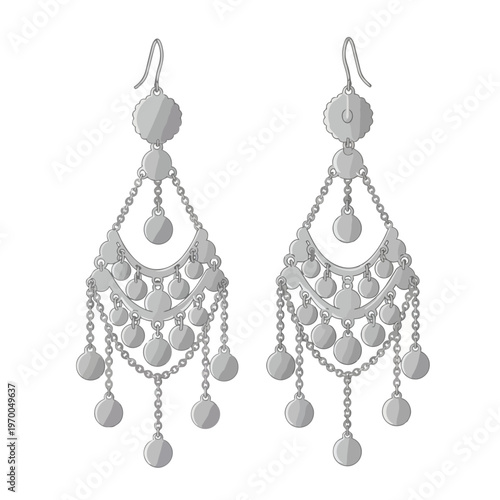 Elegant Silver Chandelier Earrings with Dangle Discs
