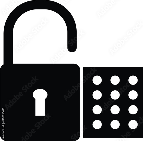 Black vector lock icon on button background