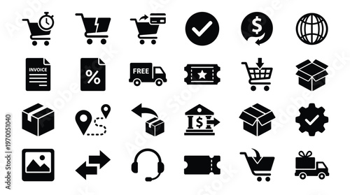 Collection of ecommerce icons for business and shopping concepts