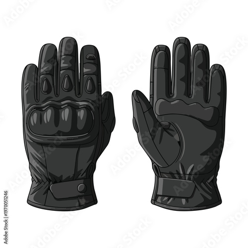 Black Motorcycle Protective Gloves Illustration