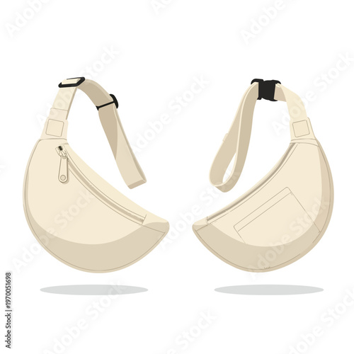 Minimalist Beige Crossbody Sling Bag Vector Illustration