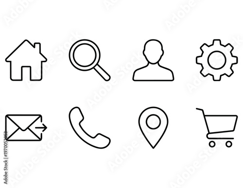 Thin Line Minimal Icon Set Modern Black and White Color