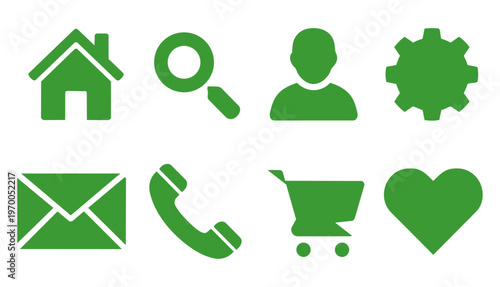 Bold Modern Color Filled Icon Set for Apps Green