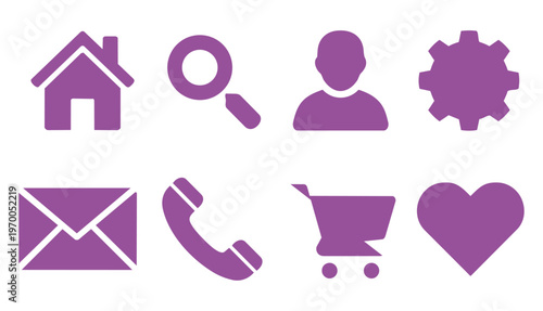 Bold Modern Color Filled Icon Set for Apps Purple