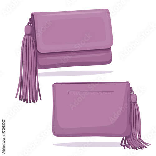 Set of Two Elegant Purple Clutch Bags with Tassels