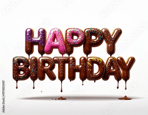 Chocolate Balloons Spelling Happy Birthday Dripping Deliciously.