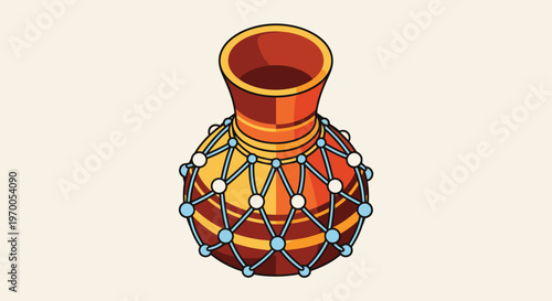 Colorful Indian Clay Pot with Beads