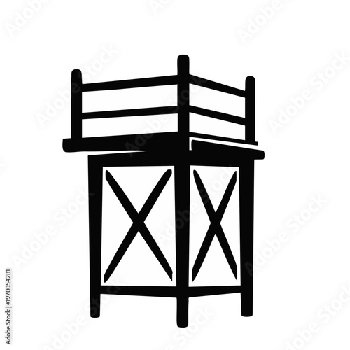 Watchtower icon. Flat design guard post vector illustration. Security and observation tower symbol isolated on transparent background