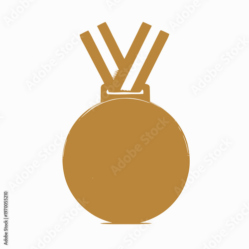 Golden medal with ribbon, symbolizing achievement, victory, and excellence in sports or competitions, a classic award for champions