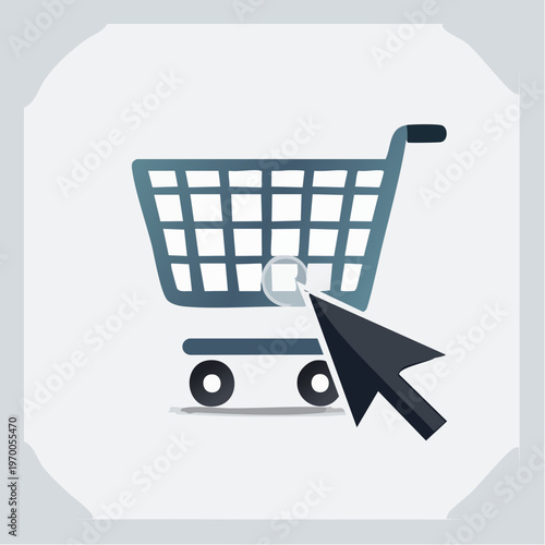 Online Shopping Icon mit Warenkorb