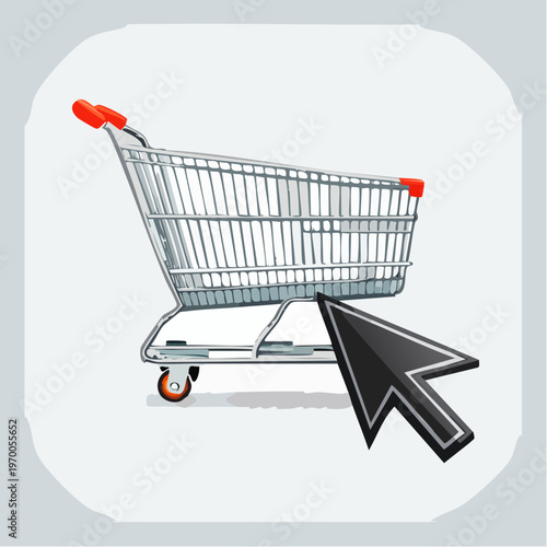 Online Shopping Icon mit Warenkorb