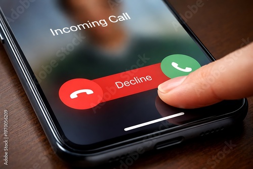 Declining an Incoming Call on a Smartphone Screen