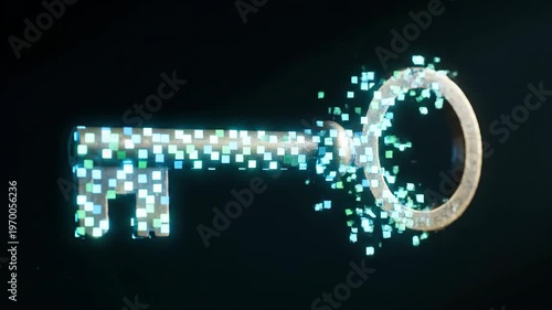 Magical Key Unlocking Secrets with Glowing Particles.