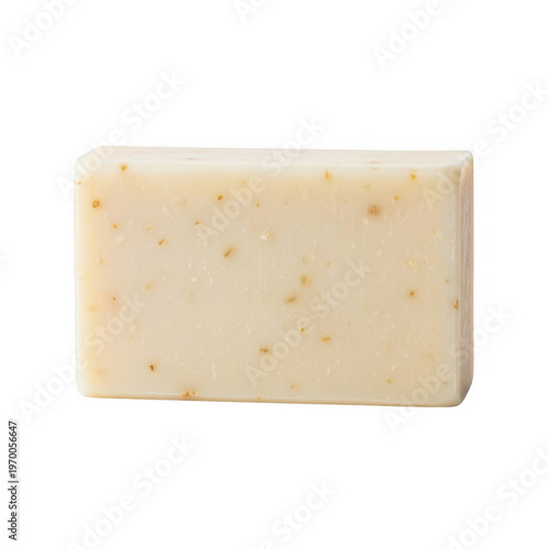 Beige soap bar with brown specks isolated on transparent background