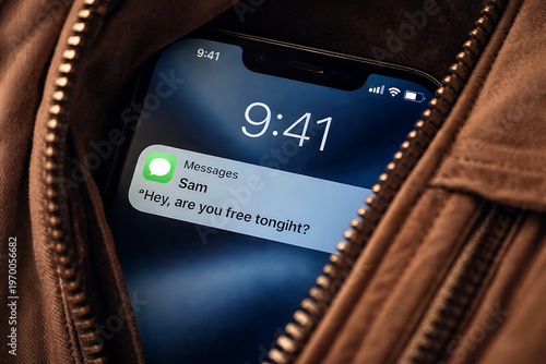 Text Message Notification 'Are You Free Tonight?' on Smartphone Screen