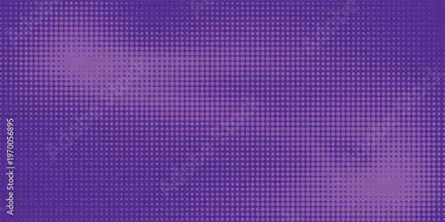 Purple halftone pattern. Retro comic gradient background. Violet pixelated dotted texture overlay. Cartoon pop art faded gradient pattern. Vector backdrop