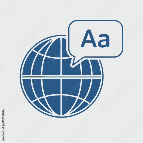 Modern flat design icon symbolizing global language communication, translation, and interpretation services for international dialogue and understanding